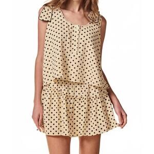 NEW THE SHIRT the mini skirt in cream polka dot